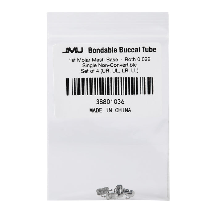 JMU 1st Molar Buccal Tubes Roth/MBT 0.018/0.022 Single Non-Convertible Mesh Base(2G) Bondable Set of 4(UR,UL,LR,LL)