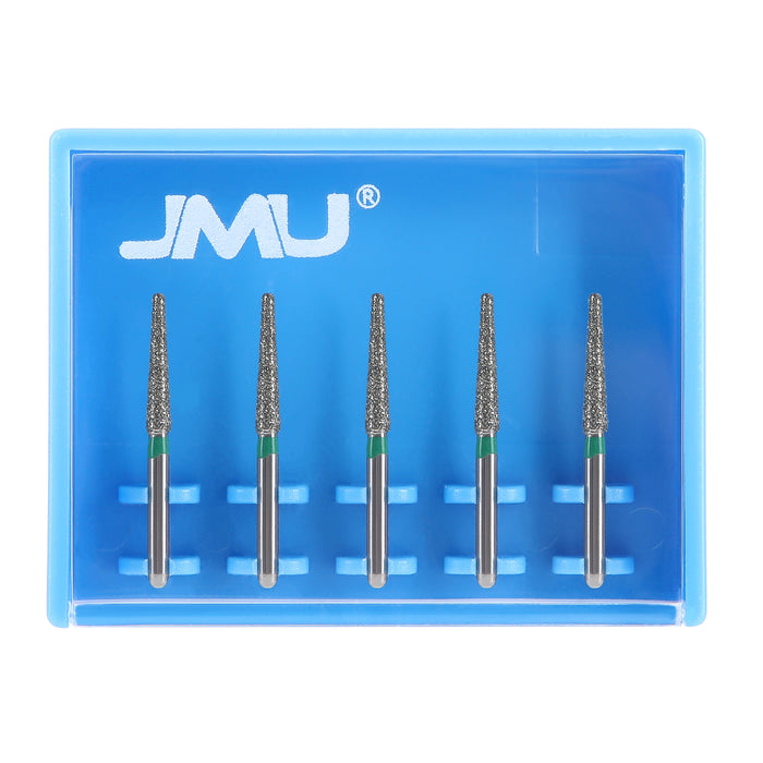 JMU Diamond Burs FG Coarse Grit Flat End Taper 5/Pk - JMU DENTAL INC