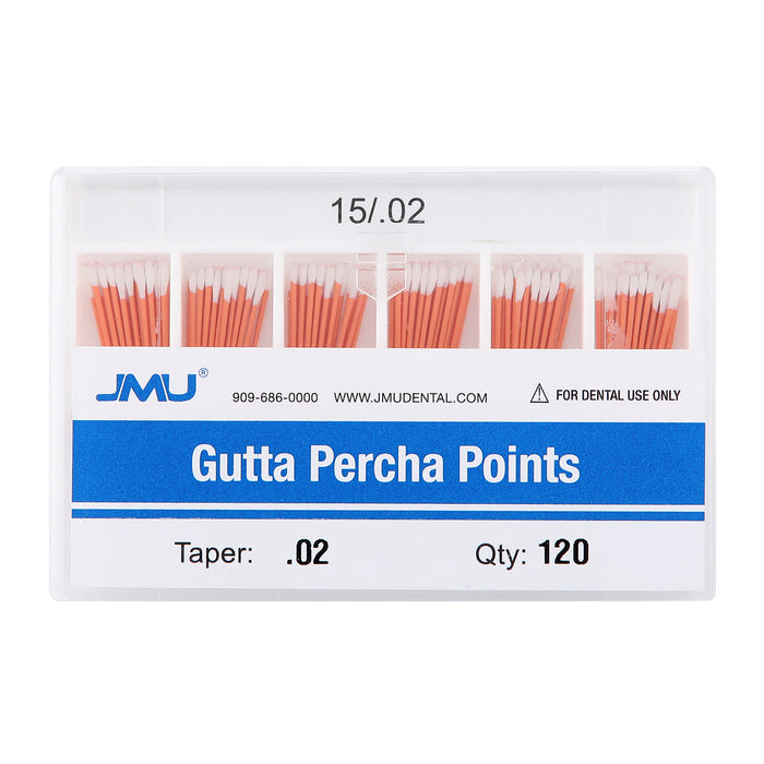 JMU Gutta Percha Points Taper Size 0.02 #15 Color-coded 120pcs/Pack- jmudental.com