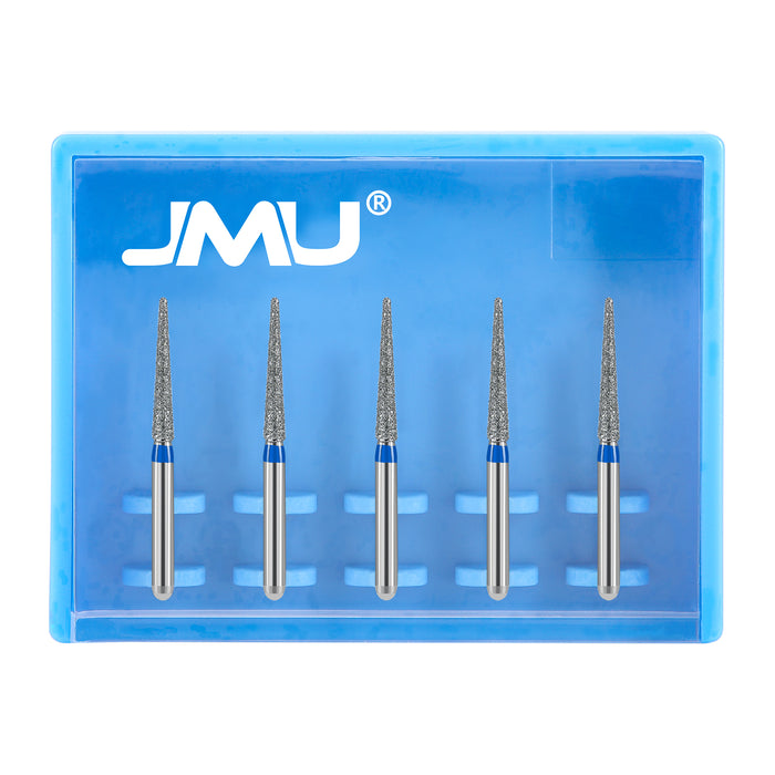 JMU Diamond Burs FG Medium Grit Round End Taper 5/Pk - JMU DENTAL INC