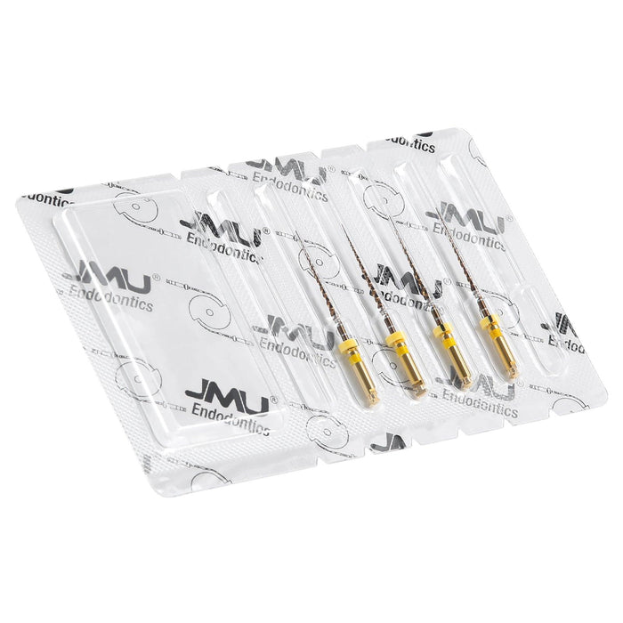 JMU NITI ROTARY FILES, WAVE-G4 FILES Sterilized Packing, 4pcs/Pk, #ROLL WAVE (GOLD) - JMU Dental