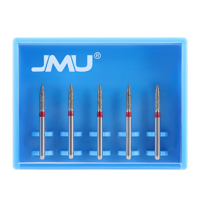 JMU Diamond Burs FG Fine Grit Flame 5/Pk - JMU DENTAL INC