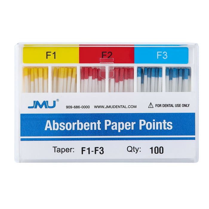 JMU Absorbent Paper Points #F1-F3 Assorted Color-coded 100pcs/Pack