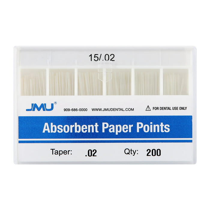 JMU Absorbent Paper Points Taper Size 0.02 #15 Color-coded 200pcs/Pack