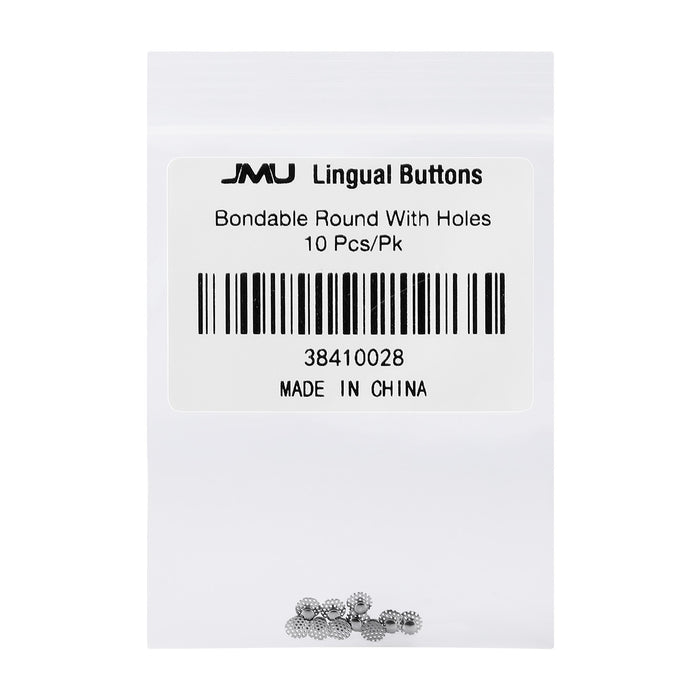 JMU Lingual Buttons Bondable Round With Holes 10pcs/pk