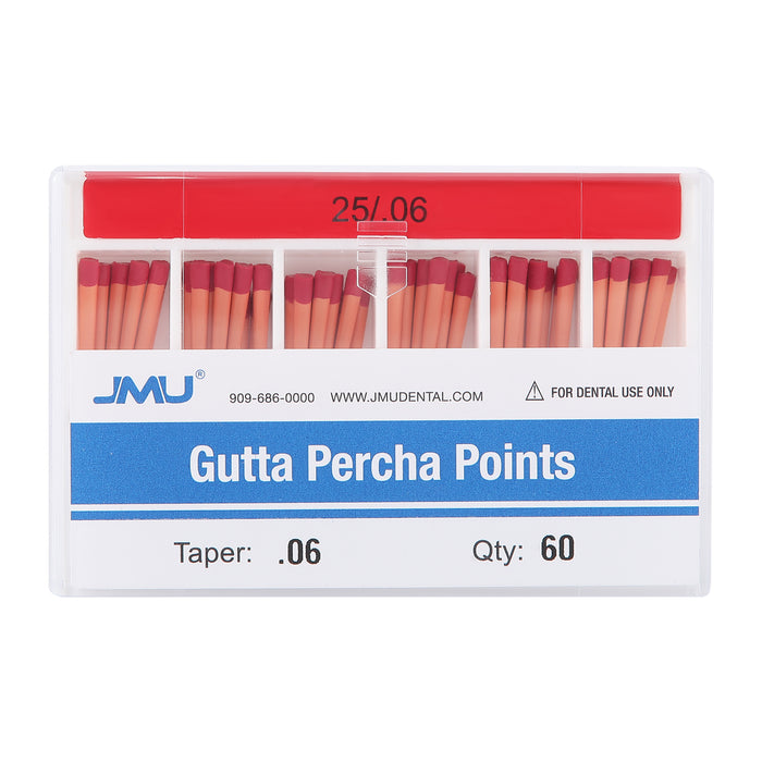 JMU Gutta Percha Points Taper Size 0.06 #25 Color-coded 60pcs/Pack