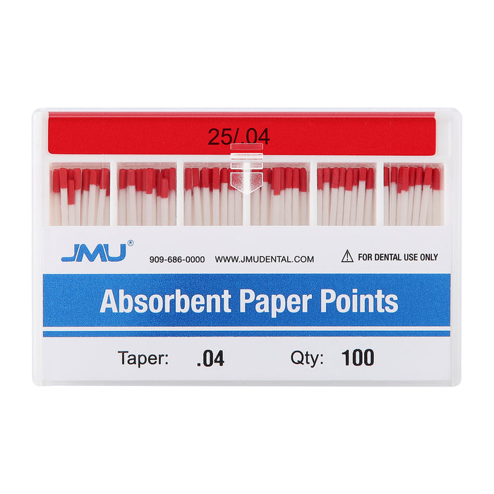 JMU Absorbent Paper Points Taper Size 0.04 #25 Color-coded 100pcs/Pack