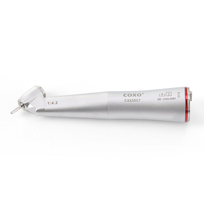 COXO CX235C7 45¡ Speed-increasing Electric Handpiece, 1:4.2 Contra Angle, W/Fiber Optic, Inner Channel, Appr.168,000rpm, Push Button, for FG burs ¯1.6mm.  #C7-3