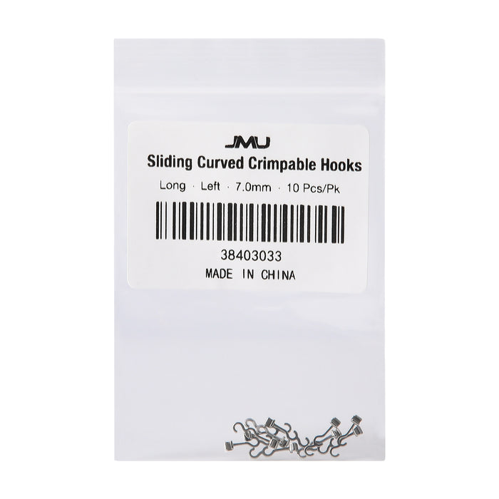 JMU Sliding Long Curved Crimpable Hooks Left 7mm 10pcs/pk