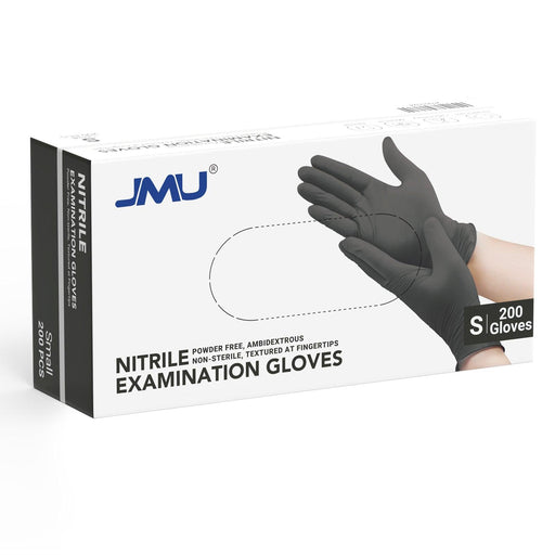 JMU Nitrile Exam Gloves Black Powder Free 4 Mil XS/S/M/L/XL 200Pcs/Box - JMU Dental