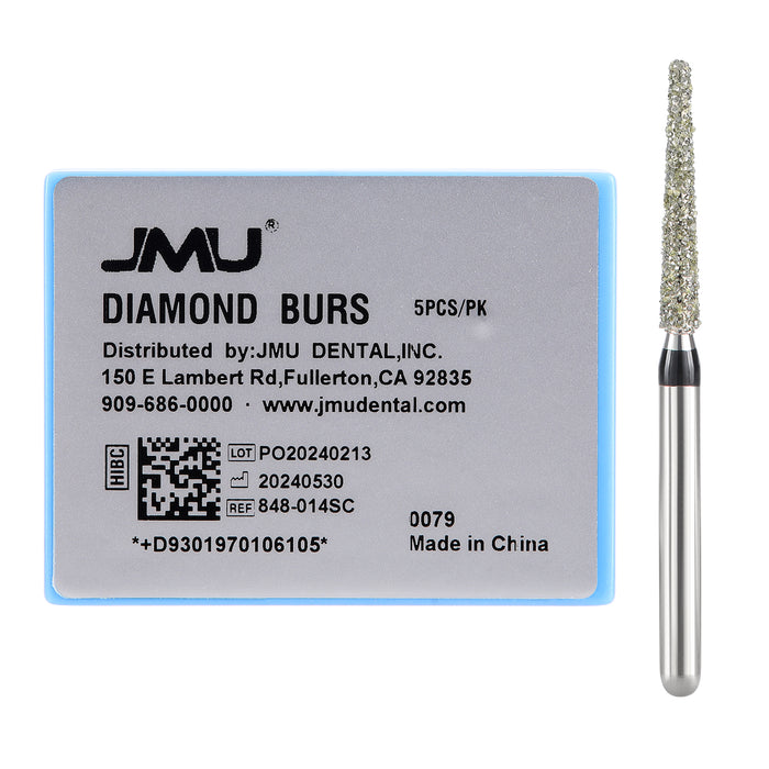 JMU Diamond Burs FG Super Coarse Flat End Taper 5/Pk - JMU DENTAL INC