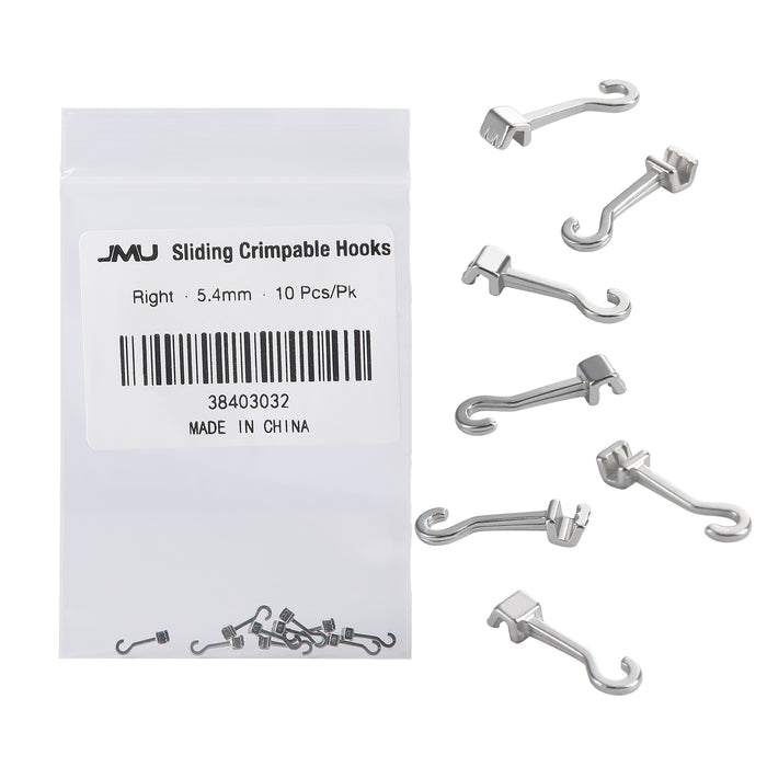 JMU Sliding Crimpable Hooks Right 5.4mm 10pcs/pk