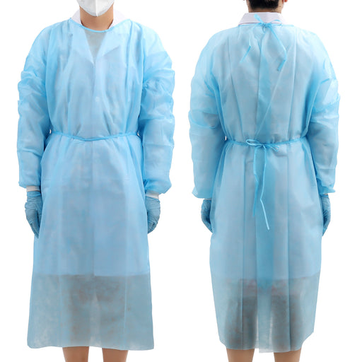 JMU Disposable Isolation Gowns 30g PP Knitted Cuff Blue 120*140cm 10pcs/bag - jmudental.com