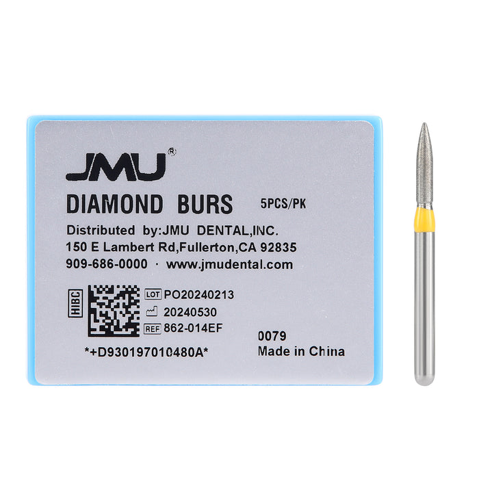 JMU Diamond Burs FG Extra Fine Flame 5/Pk - JMU DENTAL INC
