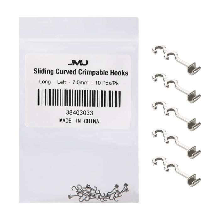 JMU Sliding Long Curved Crimpable Hooks Left 7mm 10pcs/pk