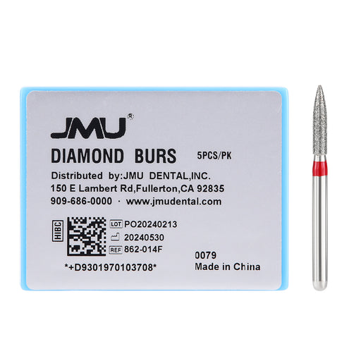 JMU Diamond Burs FG Fine Grit Flame 5/Pk - JMU DENTAL INC