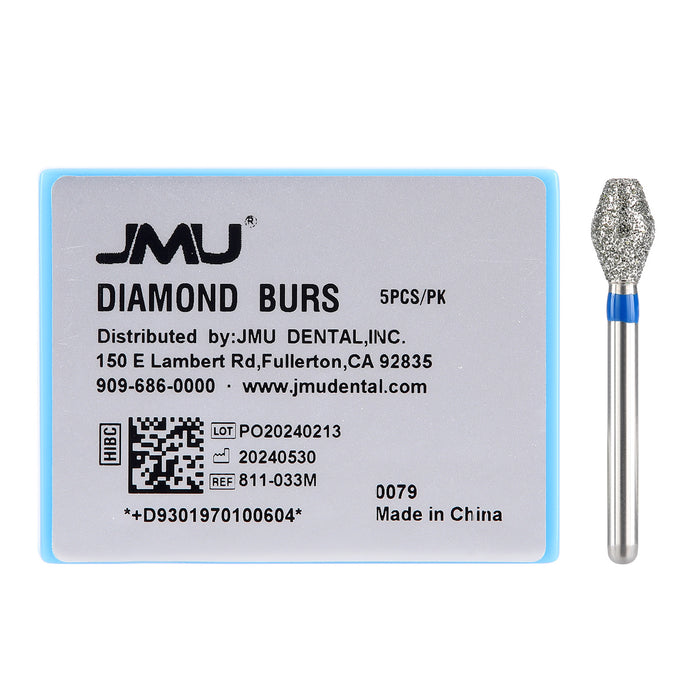 JMU Diamond Burs FG Medium Grit Barrel 5/Pk - JMU DENTAL INC