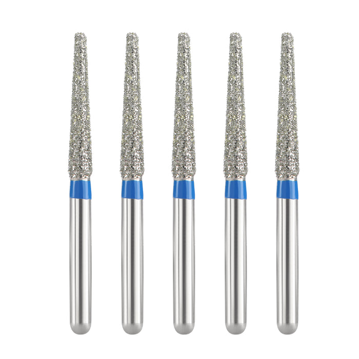 JMU Diamond Burs FG Medium Grit Flat End Taper 5/Pk - JMU DENTAL INC