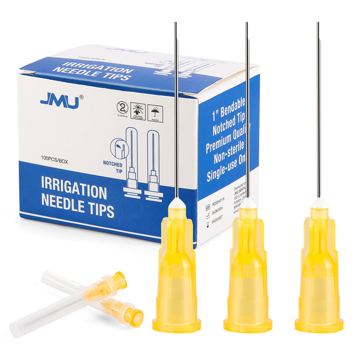 JMU Disposable Bendable Irrigation Needle Multi Models Notched Type 100Pcs/Printing Box - JMU DENTAL INC