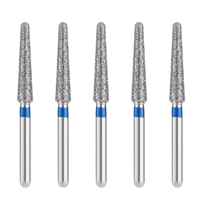 JMU Diamond Burs FG Medium Grit Round End Taper 5/Pk - JMU DENTAL INC