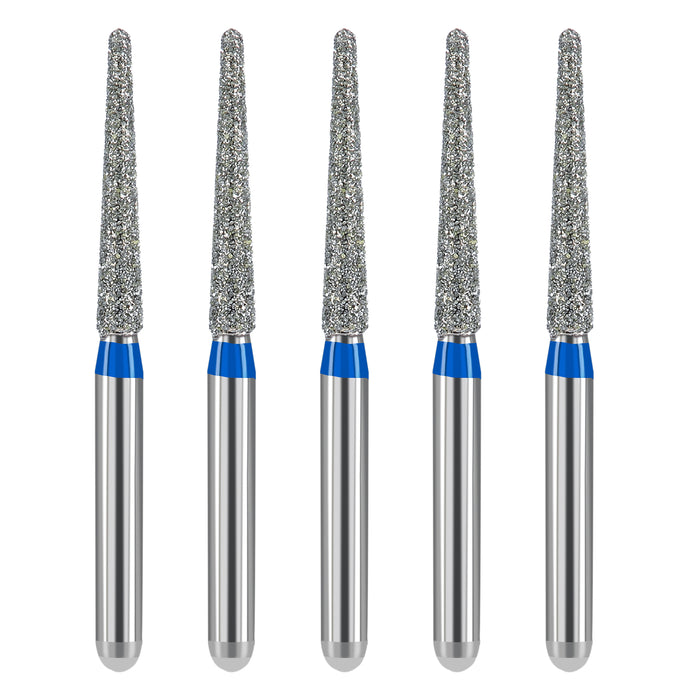 JMU Diamond Burs FG Medium Grit Round End Taper 5/Pk - JMU DENTAL INC