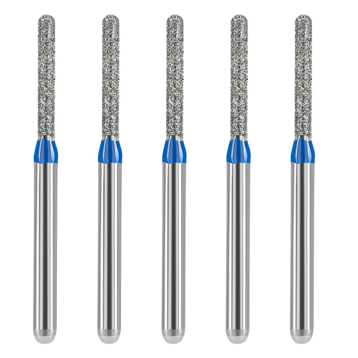 JMU Diamond Burs FG Medium Grit Round End Cylinder 5/Pk - JMU DENTAL INC