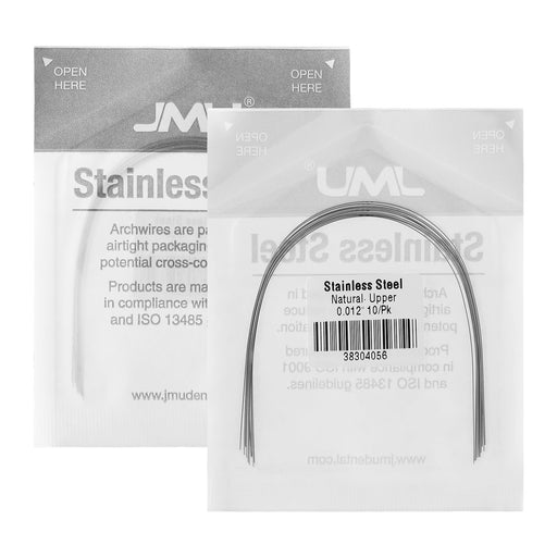 JMU Stainless Steel Archwire Natural Round 10/Pk - JMU DENTAL INC