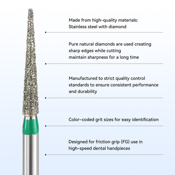 JMU Diamond Burs FG Coarse Grit Needle 5/Pk - JMU DENTAL INC