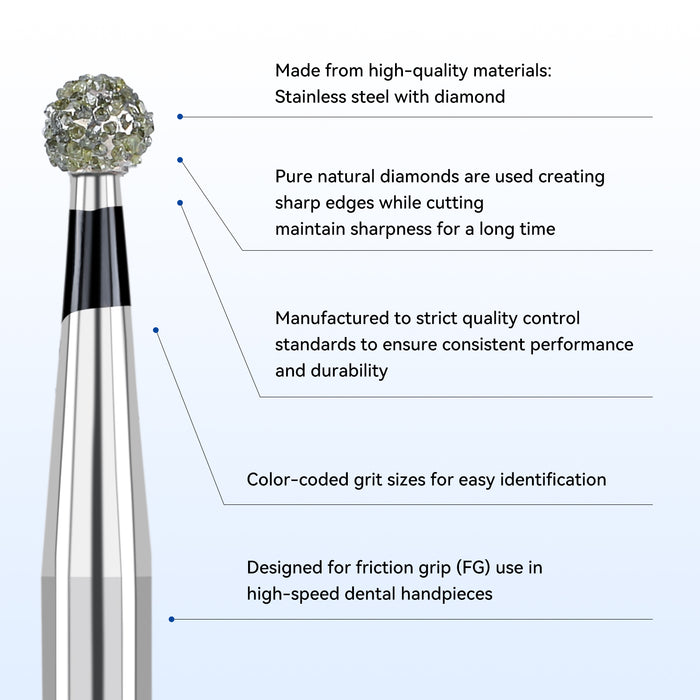 JMU Diamond Burs FG Super Coarse Round 5/Pk - JMU DENTAL INC