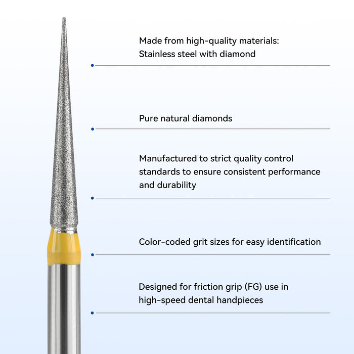 JMU Diamond Burs FG Extra Fine Needle 5/Pk