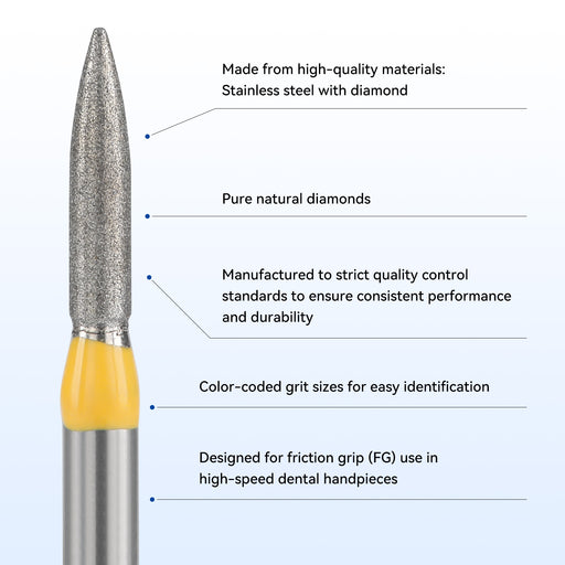 JMU Diamond Burs FG Extra Fine Flame 5/Pk - JMU DENTAL INC
