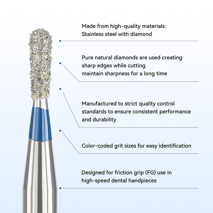 JMU Diamond Burs FG Medium Grit Pear FG #830-010M 5/Pk - JMU DENTAL INC