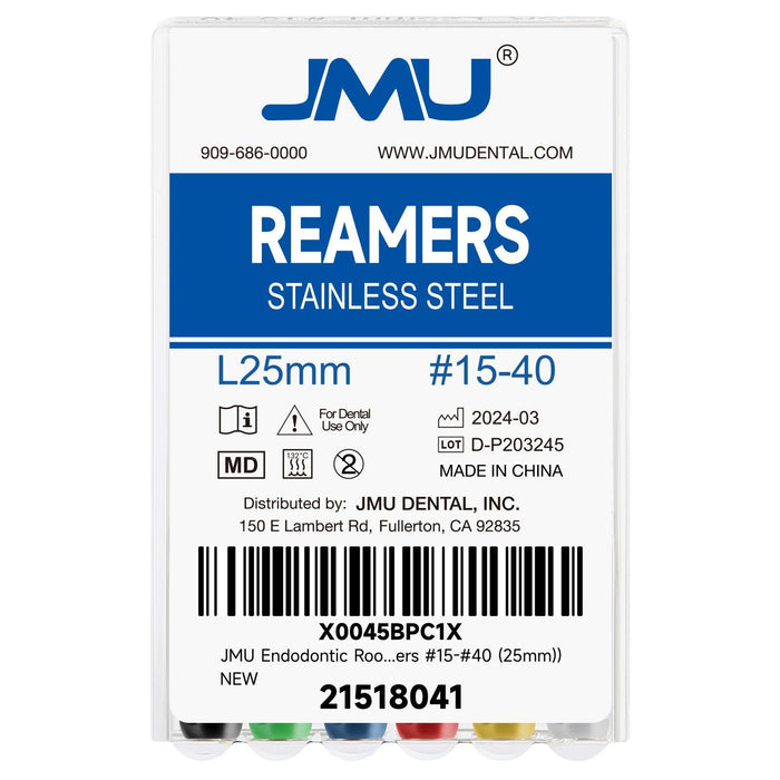 JMU NiTi Hand Use Reamers #15,#20,#25,#30,#35,#40(25mm) - JMU Dental