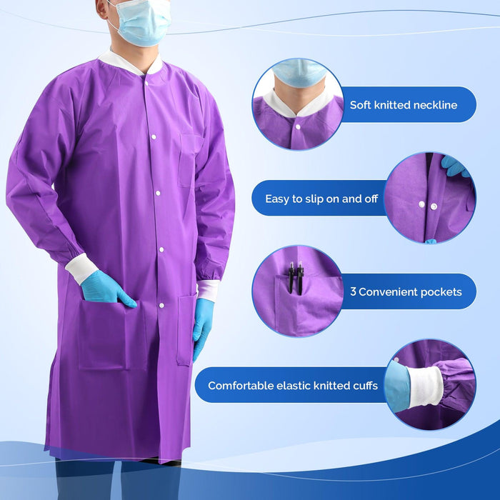 JMU Plus SMS Lab Coat with 3 Pockets Knee Length Purple X-Large 1pc/bag - JMU DENTAL INC