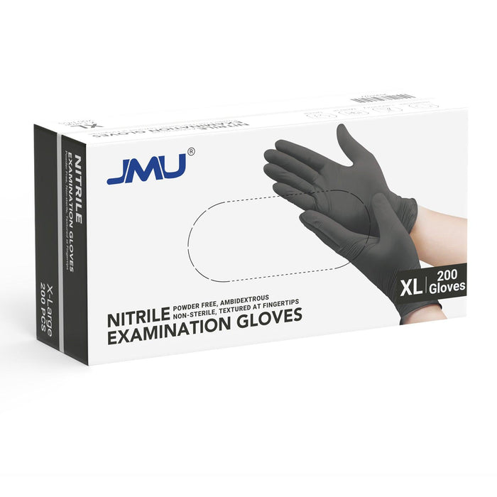 JMU Nitrile Exam Gloves Black Powder Free 4 Mil XS/S/M/L/XL 200Pcs/Box - JMU Dental