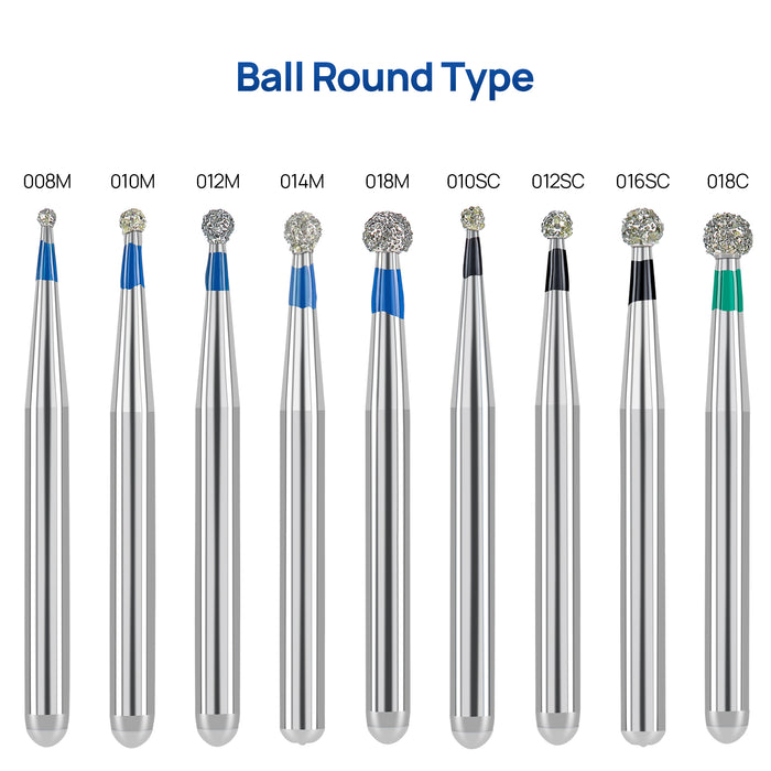 JMU Diamond Burs FG Medium Grit Round 5/Pk - JMU DENTAL INC