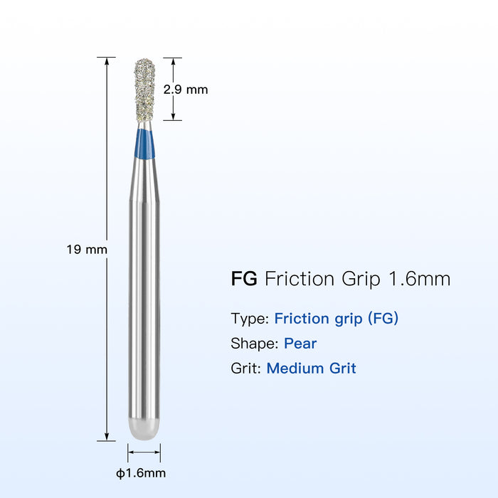 JMU Diamond Burs FG Medium Grit Pear FG #830-010M 5/Pk - JMU DENTAL INC