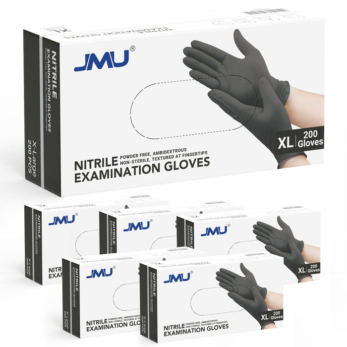 JMU Nitrile Exam Gloves Black Powder Free 4 Mil XS/S/M/L/XL 200Pcs/Box - JMU Dental
