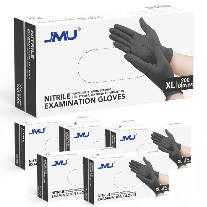 JMU Nitrile Exam Gloves Black Powder Free 4 Mil XS/S/M/L/XL 200Pcs/Box - JMU DENTAL INC