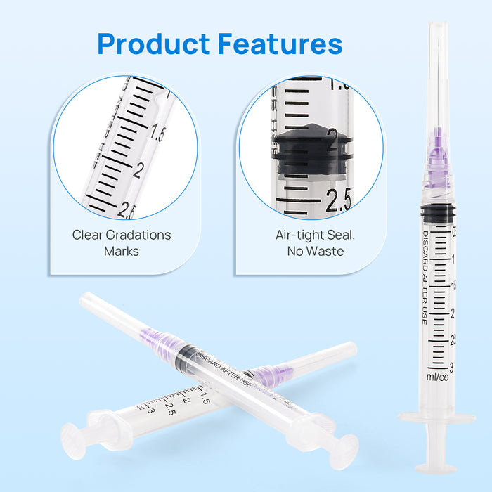 JMU Dental Irrigation Syringes and Tips 3 cc 4 Models Luer Lock Design Notched Type 100Pcs/Box - JMU DENTAL INC