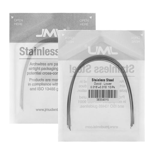 JMU Stainless Steel Archwire Ovoid Rectangular 10/Pk - JMU DENTAL INC