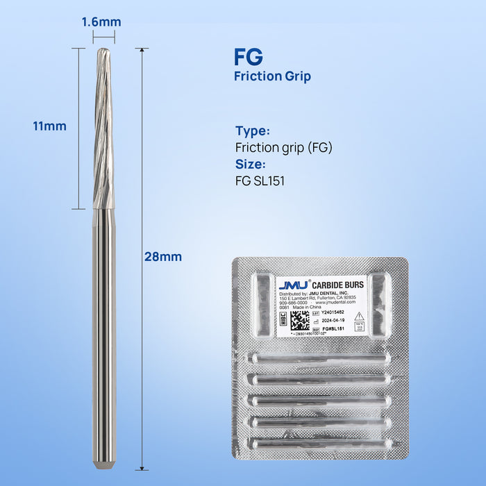 JMU Extraction Carbide Burs 28mm FG #SL151 5/Pk