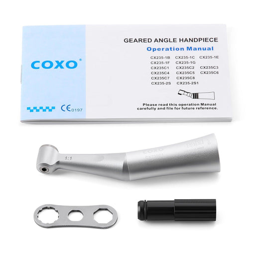 COXO CX235C1 Low-speed Handpiece, 1:1 External, Contra Angle, Max.40,000rpm, Push Button, for CA burs ¯2.35mm. #C1-1 - JMU Dental