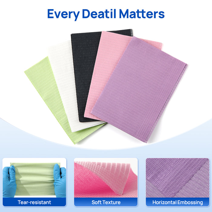 JMU Disposable Dental Bibs 13"x18" 2-Ply Tissues +1-Ply Film 50pcs/Bag