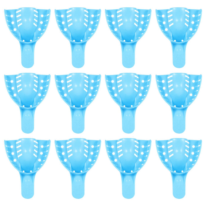 JMU Disposable Dental Impression Trays Blue Perforated 12Pcs/Bag - JMU DENTAL INC