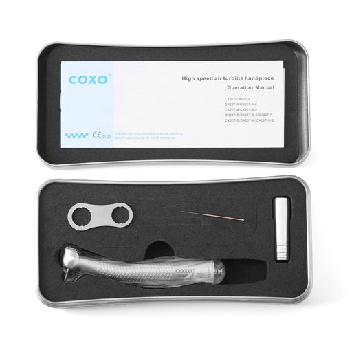 COXO CX207-G Fiber-opticÊHigh-speed Air Turbine Handpiece, ³300,000rpm, Standard Head, 3-port spray, (no coupling, fit into NSK or COXO 229-GN 6-hole coupler), #H16-NSPQ - JMU Dental