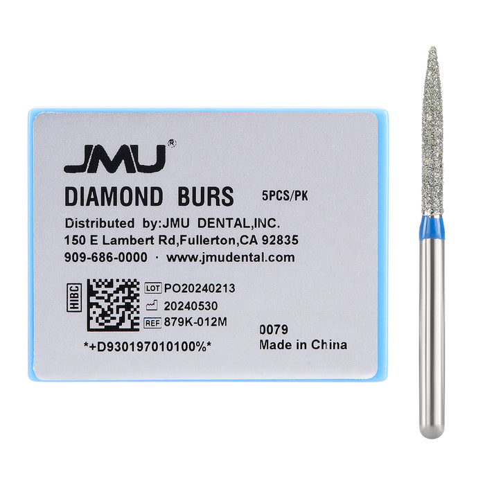 JMU Diamond Burs FG Medium Grit Pointed Taper 5/Pk - JMU DENTAL INC