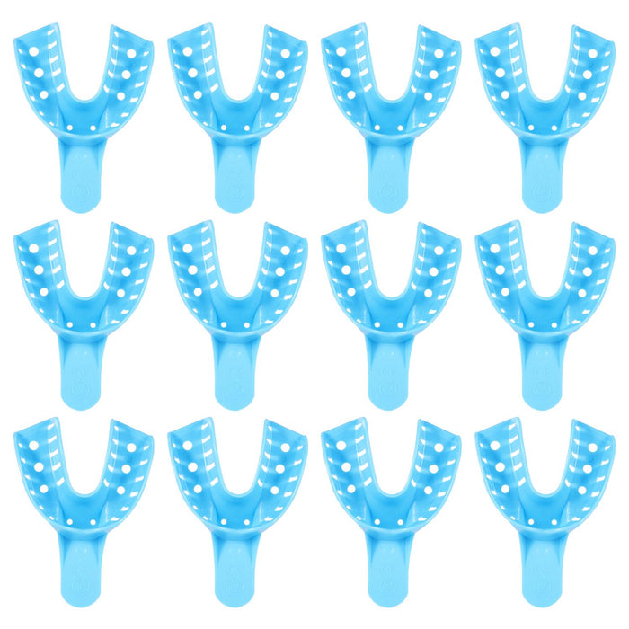 JMU Disposable Dental Impression Trays Blue Perforated 12Pcs/Bag - JMU DENTAL INC