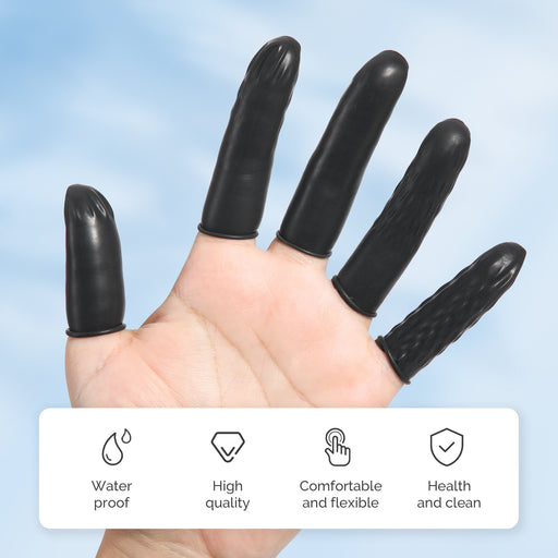 JMU Hygienic Finger Cots Latex Powder Free Medium Black 200Pcs/Box - JMU DENTAL INC