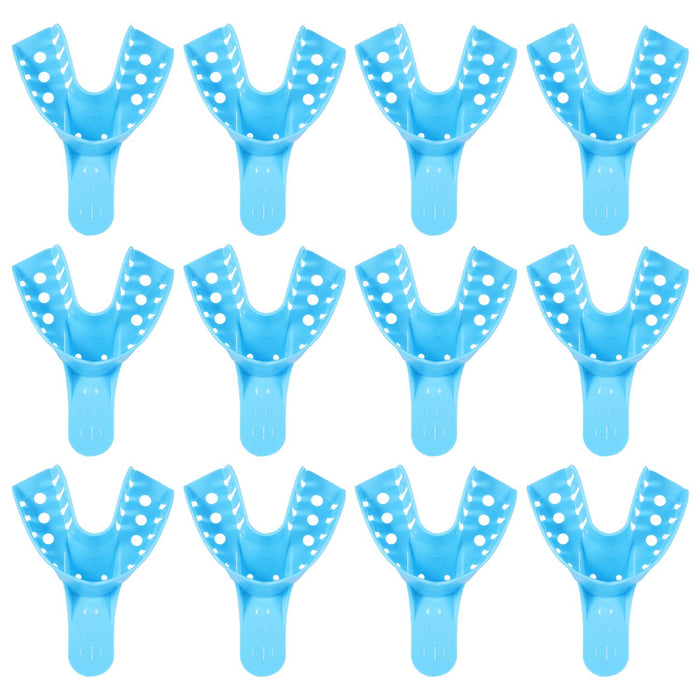 JMU Disposable Dental Impression Trays Blue Perforated 12Pcs/Bag - JMU DENTAL INC